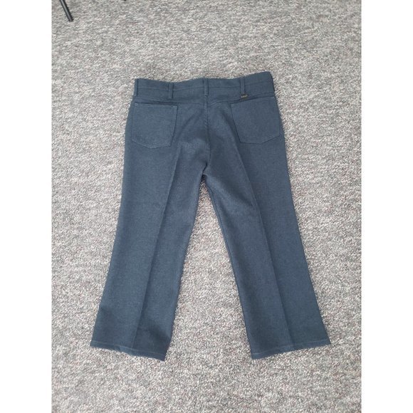 Vintage 80s Wrangler Blue Polyester Trousers -‎ Short Length - Picture 2 of 3